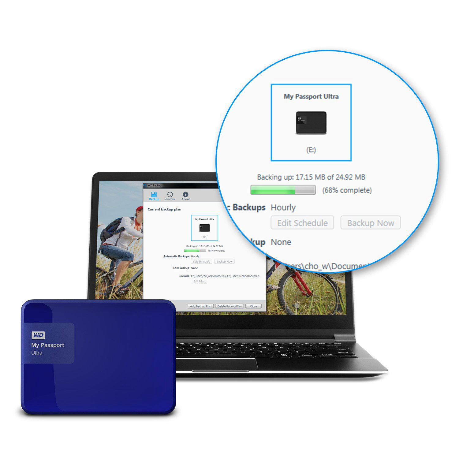 WD My Passport Ultra 1TB 2,5 inç USB 3.0 Mavi Taşınabilir Disk WDBGPU0010BBL