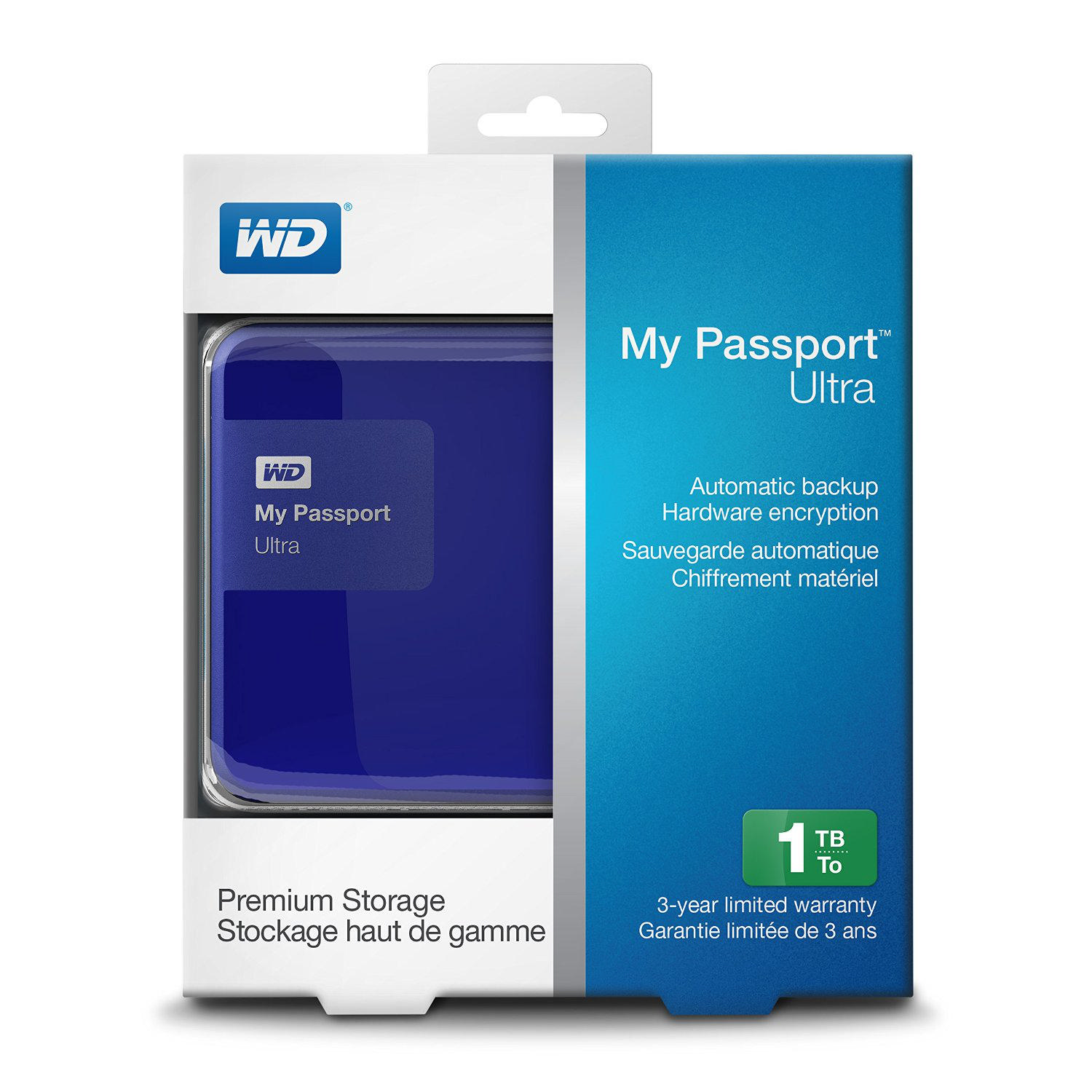 WD My Passport Ultra 1TB 2,5 inç USB 3.0 Mavi Taşınabilir Disk WDBGPU0010BBL