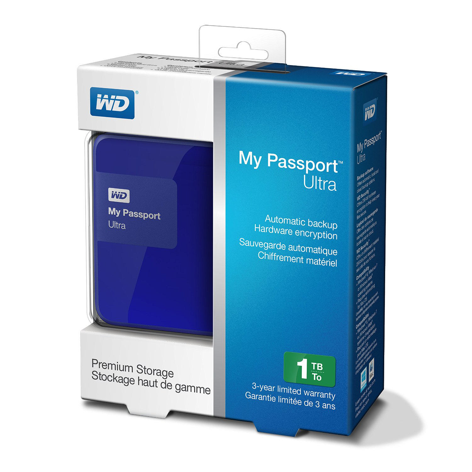 WD My Passport Ultra 1TB 2,5 inç USB 3.0 Mavi Taşınabilir Disk WDBGPU0010BBL