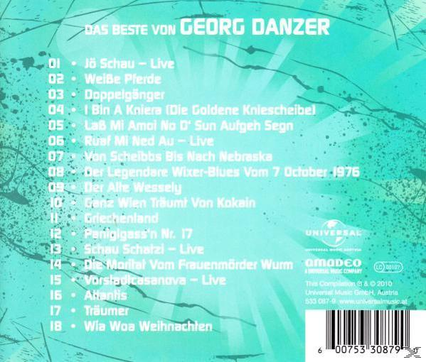 CD-Cover mit Titelliste auf türkisblauem Hintergrund. Weißer Text. Universal Music Logo.