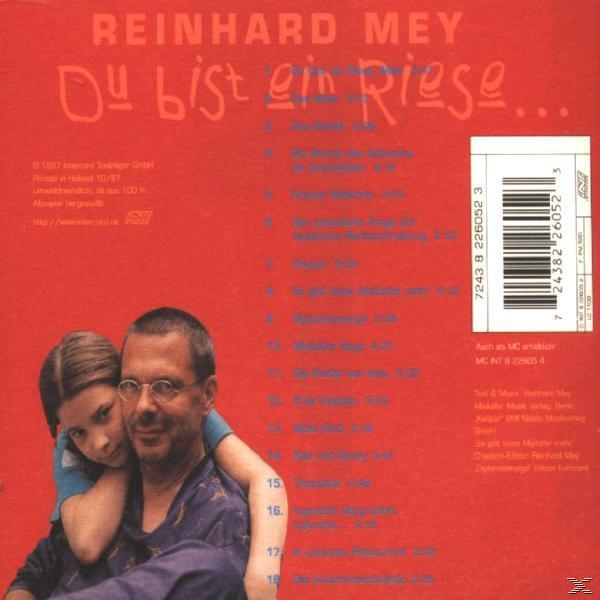 CD-Rückseite mit Text. Mann und Mädchen umarmen sich. Titel: Du bist ein Riese.