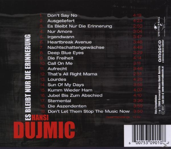 Hansi Dujmic (CD) - - Bleibt Es Die Erinneru Nur