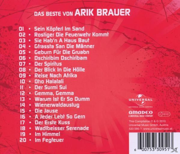 Rückseite mit Titelliste auf Deutsch und dem Text 'Das Beste von Arik Brauer'.
