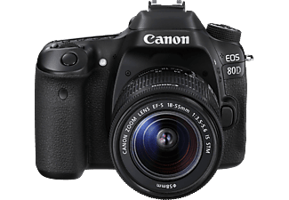 CANON EOS 80D Spiegelreflexkamera, 18-55 mm Objektiv (IS, STM), Touchscreen Display, Schwarz