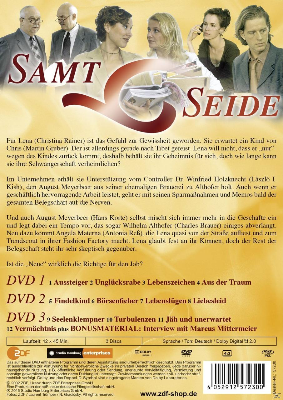 DVD-Cover für Samt und Seide, mit einer Gruppe von Personen und Text.