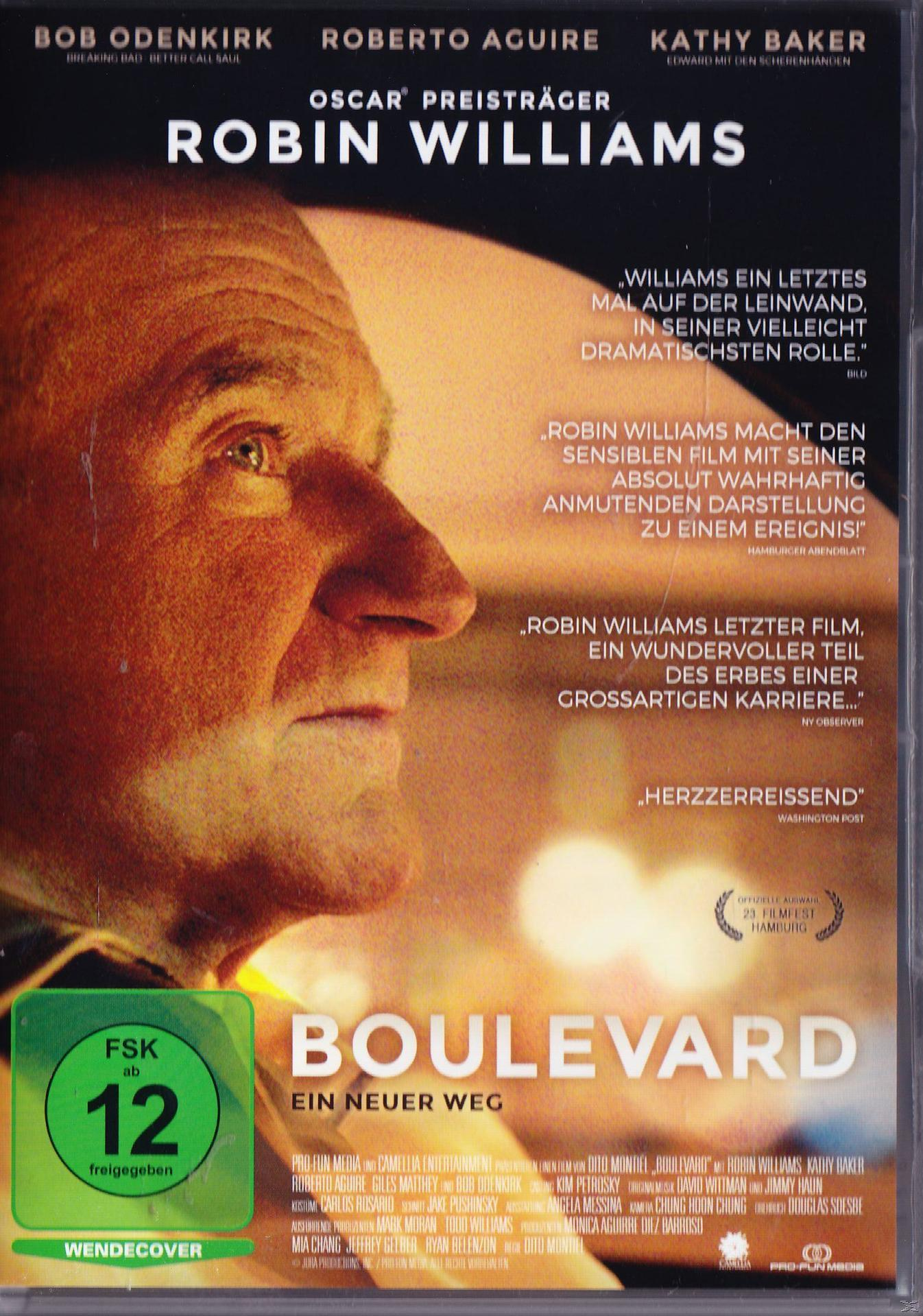 DVD-Cover des Films 'Boulevard' mit Robin Williams. Williams' Gesicht ist im Zentrum.
