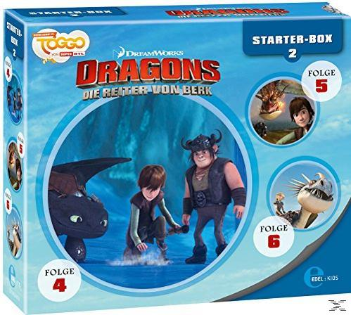 Box-Set des Animationsfilms 'Dragons' mit Charakteren und einem Drachen auf dem Cover.