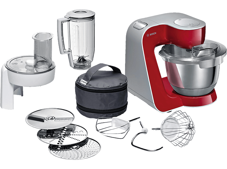 Bosch MUM58720, 1000W de potencia, múltiples accesorios, Rojo
