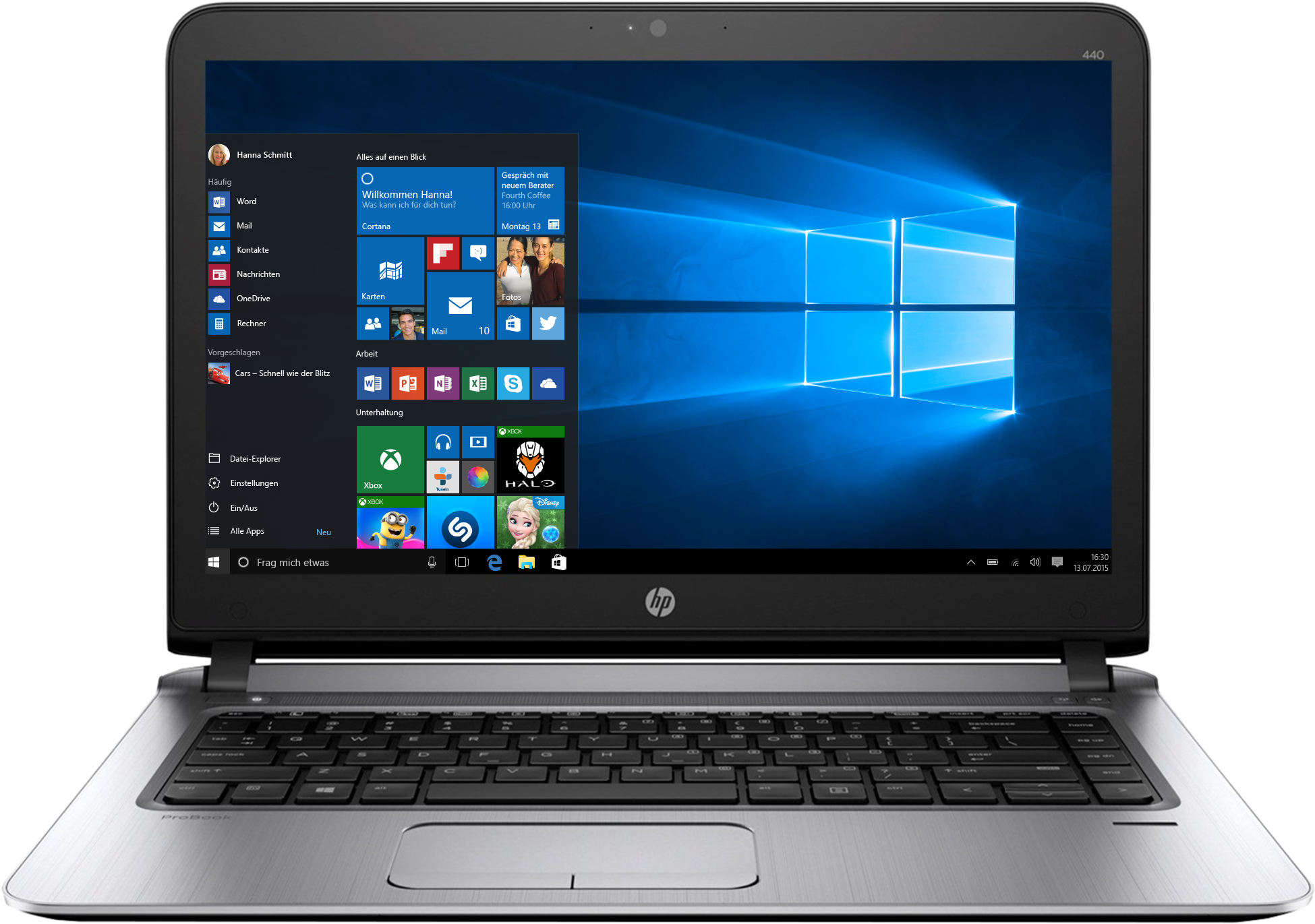 HP ProBook 440 G3 (P5R93EA) Notebook, 14 Zoll, Intel® Core™ i5-6200U Prozessor
(3M Cache, bis zu 2.80 GHz), 4 GB, 500 GB HDD