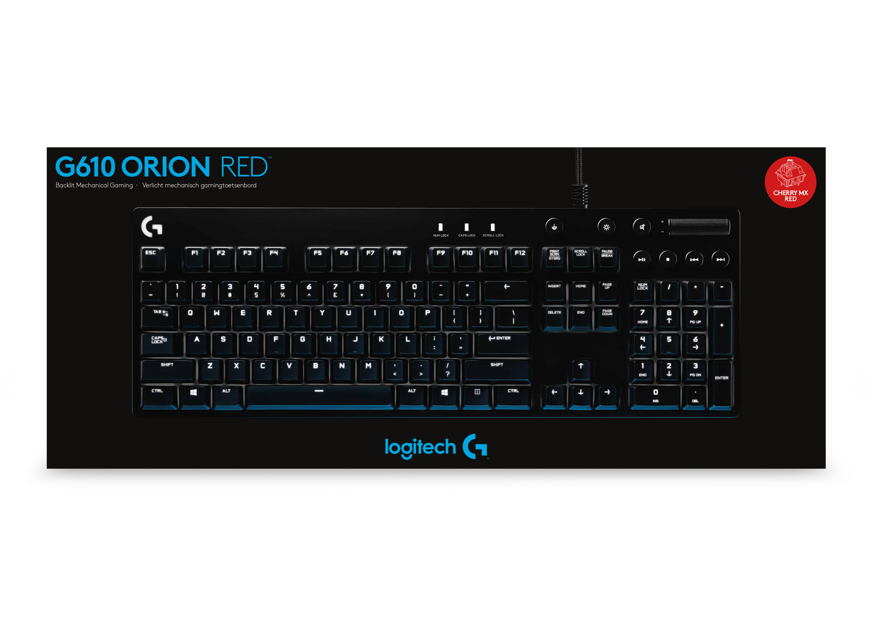 LOGITECH G610 Orion, Gaming Tastatur, Mechanisch, Cherry MX Red, kabelgebunden, Schwarz