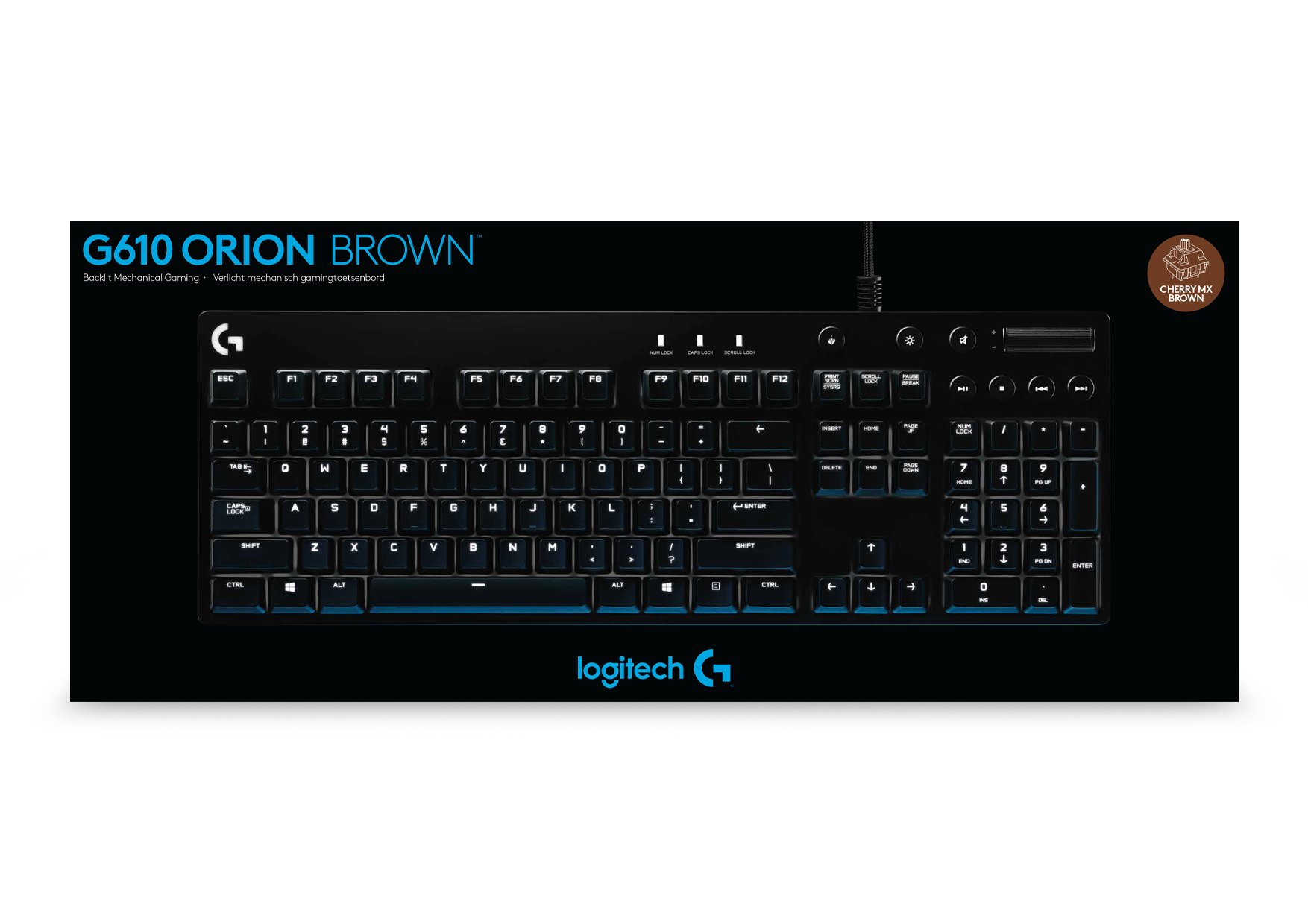 LOGITECH G610 Orion, Gaming Tastatur, Mechanisch, Cherry MX Brown, kabelgebunden, Schwarz