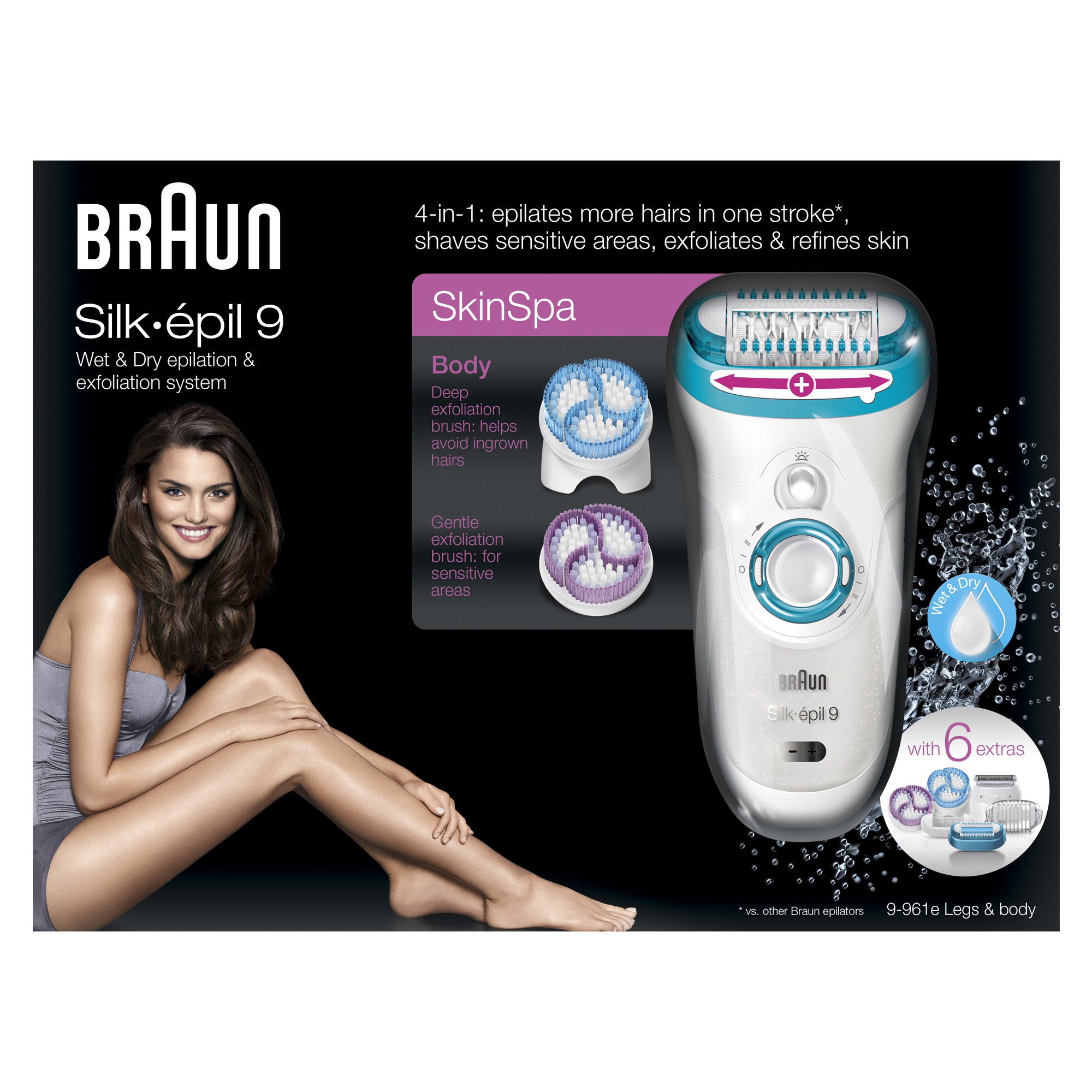 BRAUN 9-961 Silk-épil 9 Skin Spa wet&dry Epilierer, Weiß/Blau
