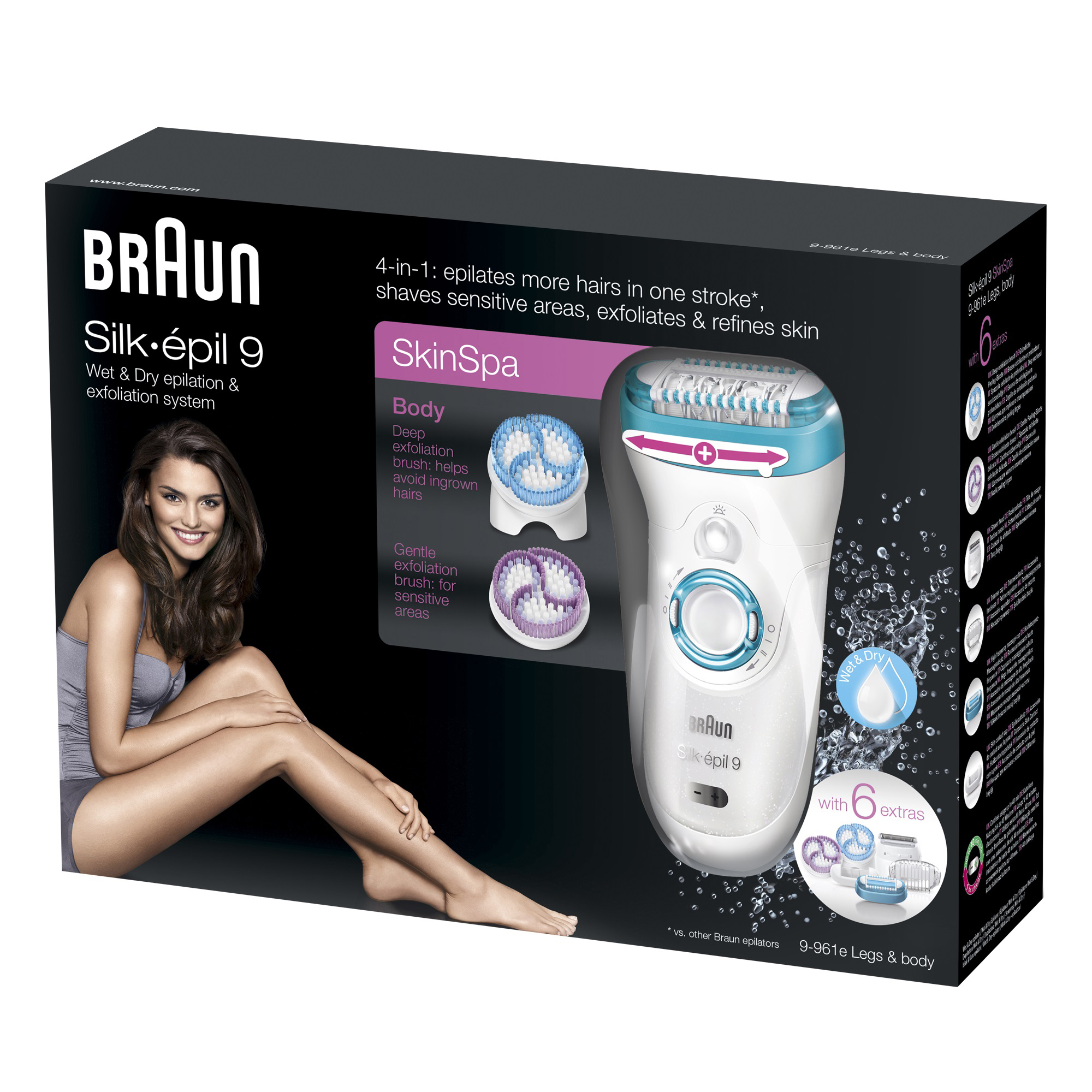 BRAUN 9-961 Silk-épil 9 Skin Spa wet&dry Epilierer, Weiß/Blau
