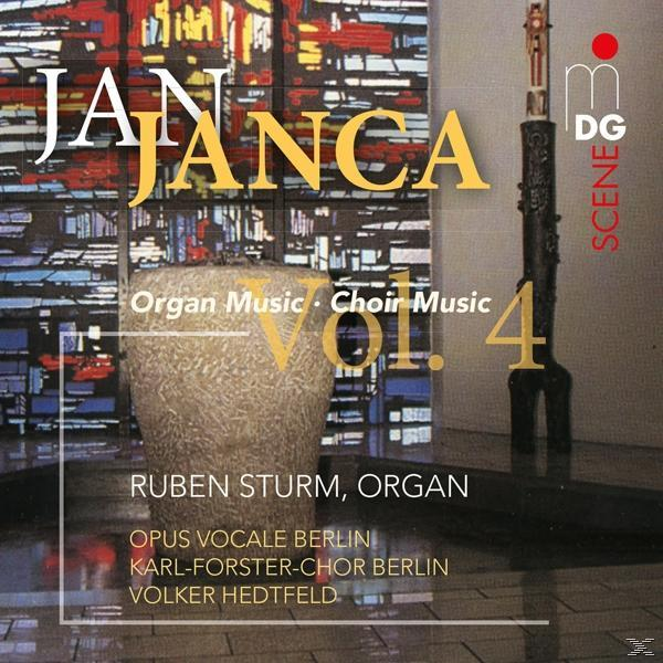Albumcover, Jan Janca Orgelmusik, Vol. 4. Enthält eine goldene Vase und eine dunkle Orgel.