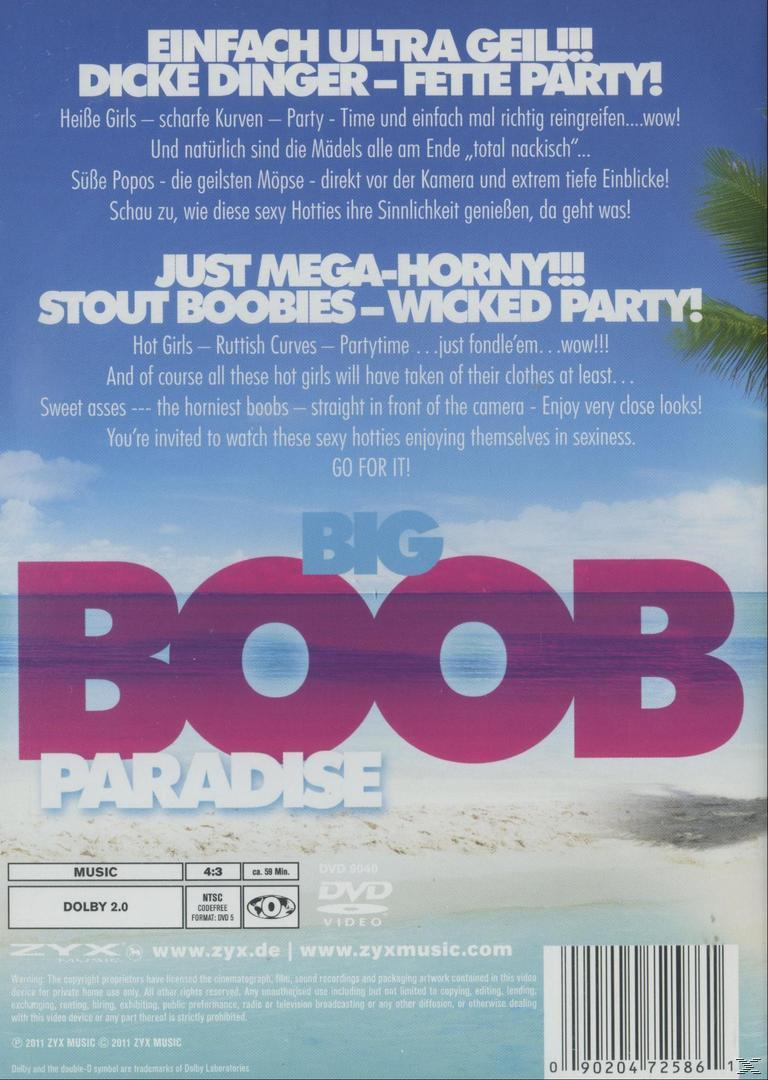 Rückseite einer DVD-Hülle mit Text: 'BIG BOOB PARADISE'. Enthält englischen und deutschen Text.