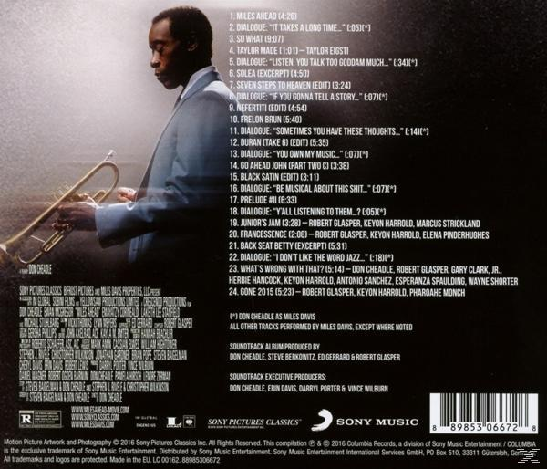 CD borító Miles Davis-szel és a számok címeivel, a Sony Pictures Classics logóval.