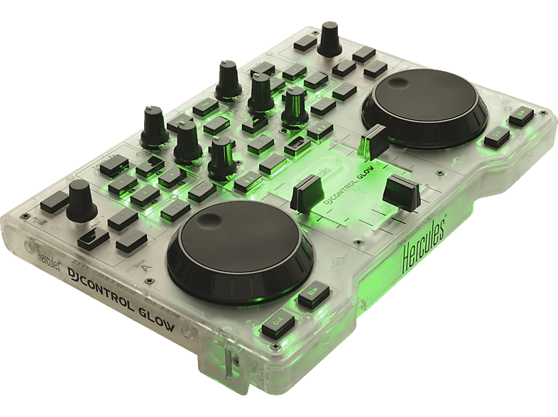 Consola DJ Hercules DJ Control Glow, 2 decks para mezclar, 2 pistas de música y 2 jog wheels