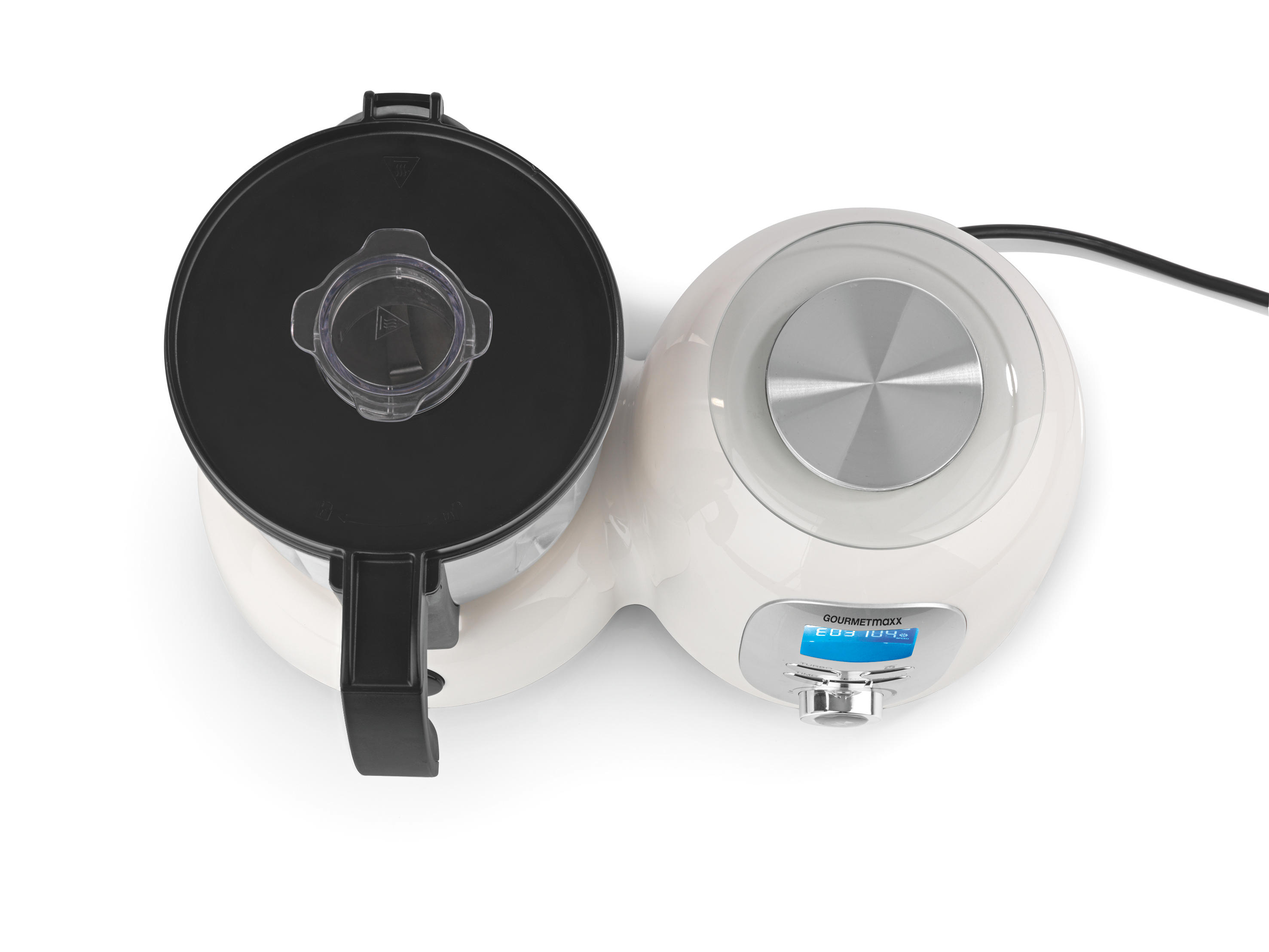 GOURMETMAXX 9763 Deluxe Küchenmaschine mit Kochfunktion Weiß/Schwarz (1500 Watt)