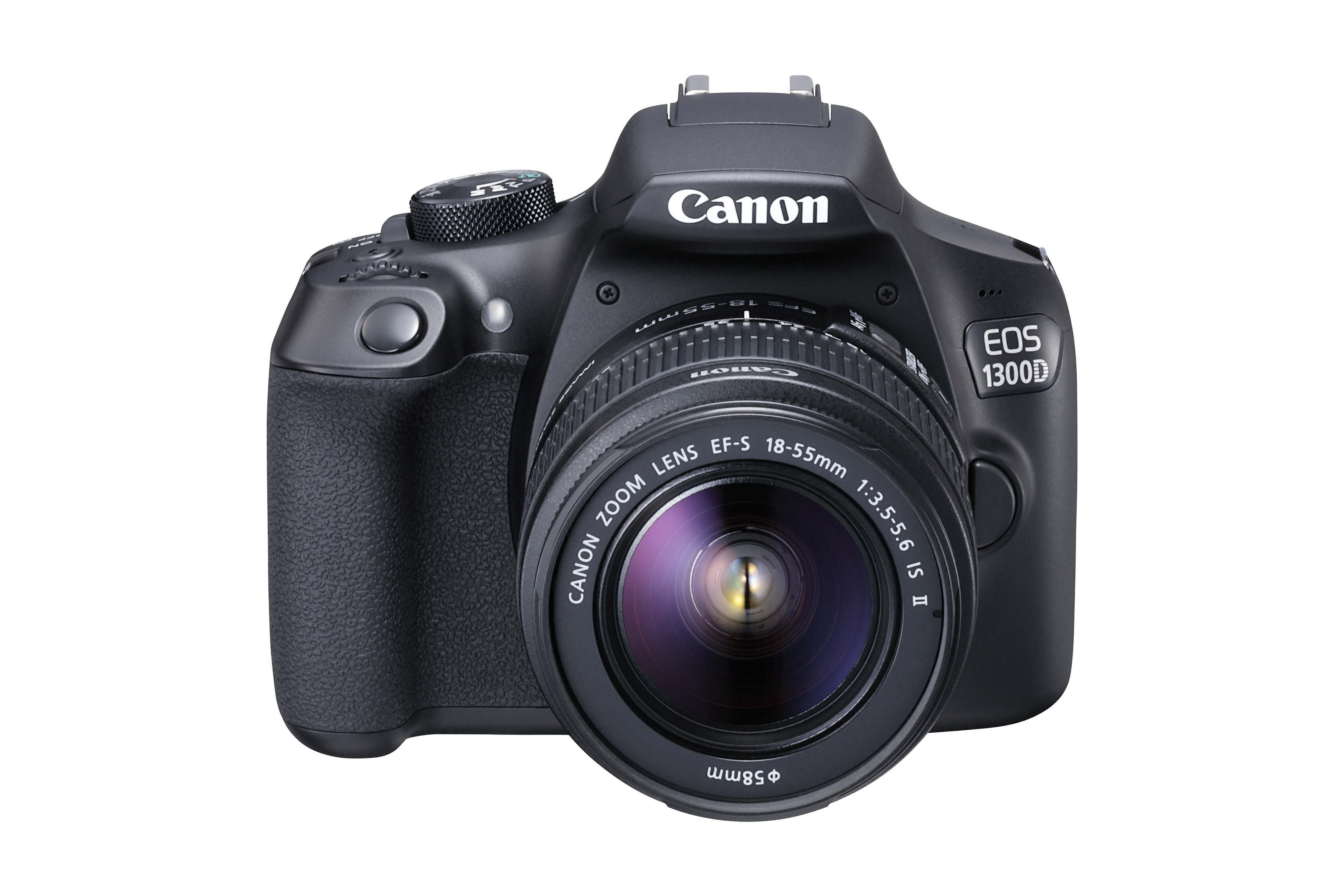 CANON EOS 1300D + 18-55MM IS II Spiegelreflexkamera, 18 Megapixel, 18-55 mm Objektiv (IS II), WLAN, Schwarz