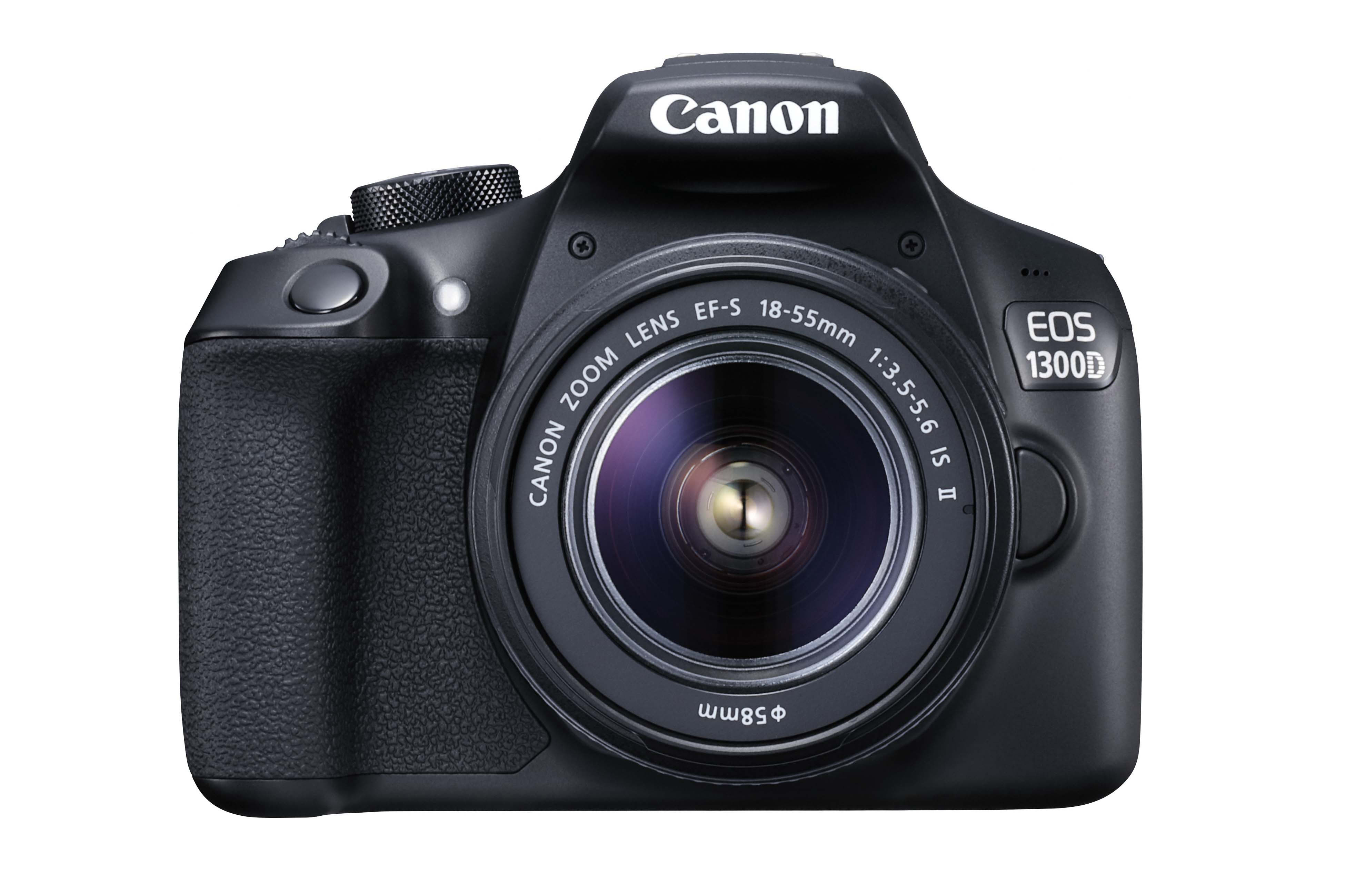 CANON EOS 1300D + 18-55MM IS II Spiegelreflexkamera, 18 Megapixel, 18-55 mm Objektiv (IS II), WLAN, Schwarz