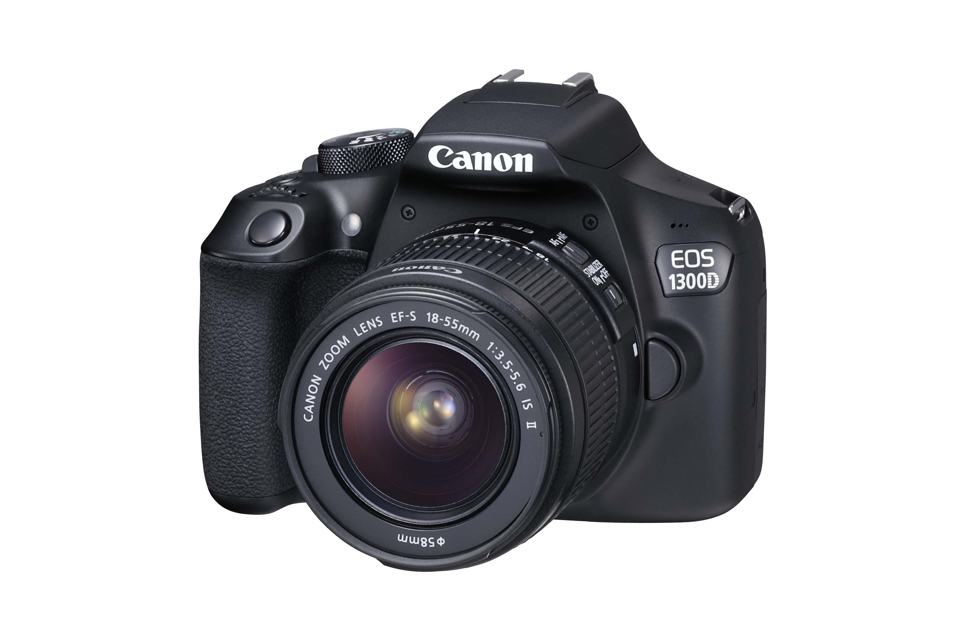 CANON EOS 1300D + 18-55MM IS II Spiegelreflexkamera, 18 Megapixel, 18-55 mm Objektiv (IS II), WLAN, Schwarz