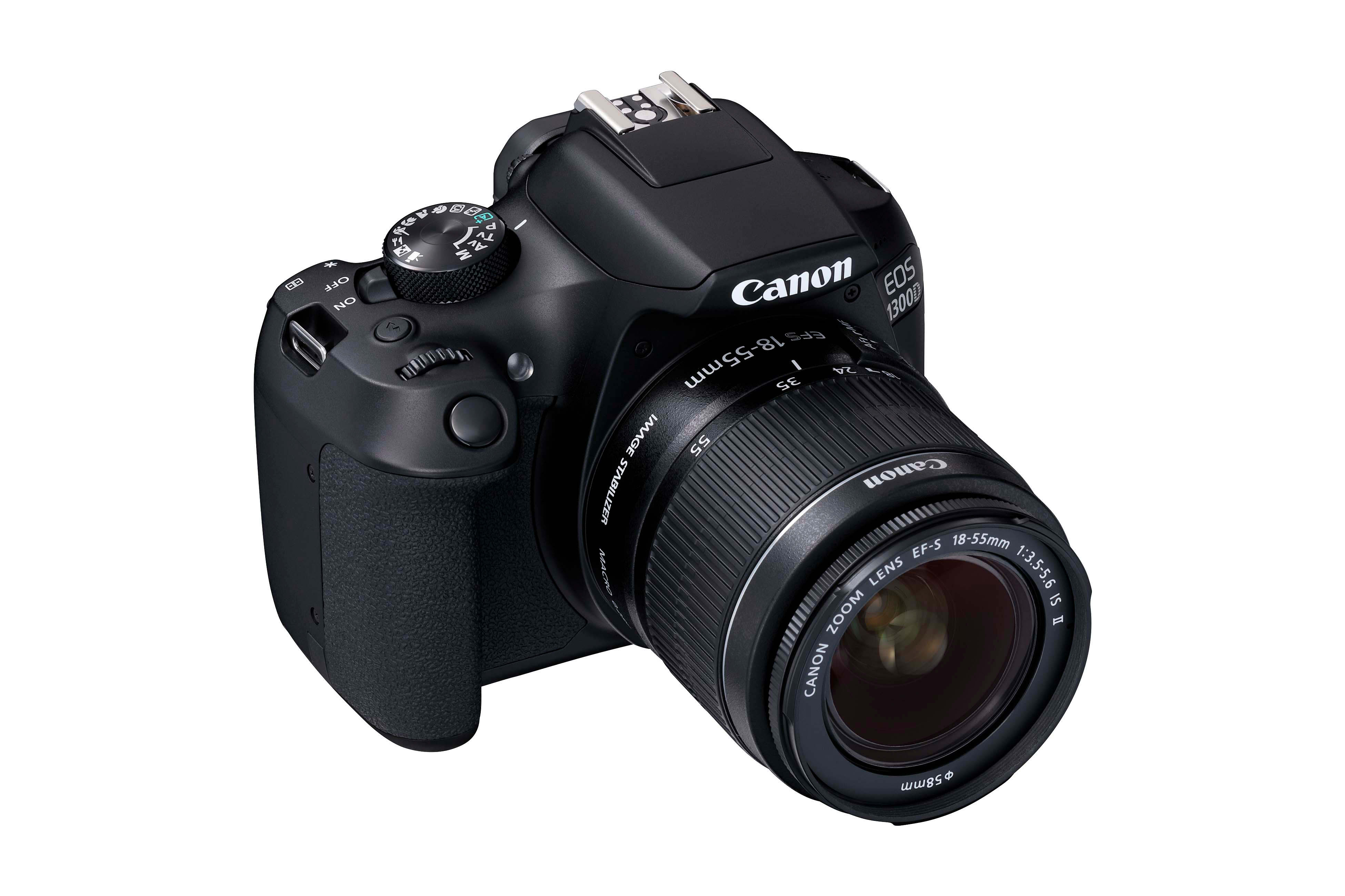 CANON EOS 1300D + 18-55MM IS II Spiegelreflexkamera, 18 Megapixel, 18-55 mm Objektiv (IS II), WLAN, Schwarz