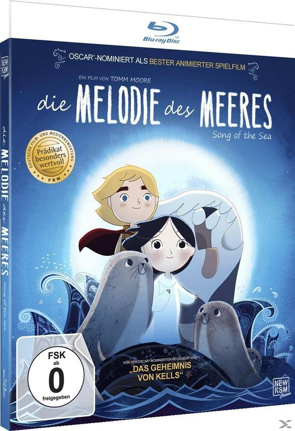 Filmplakat für Song of the Sea. Cartoon-Bild mit einem Jungen, einem Mädchen, Robben und zwei Figuren.