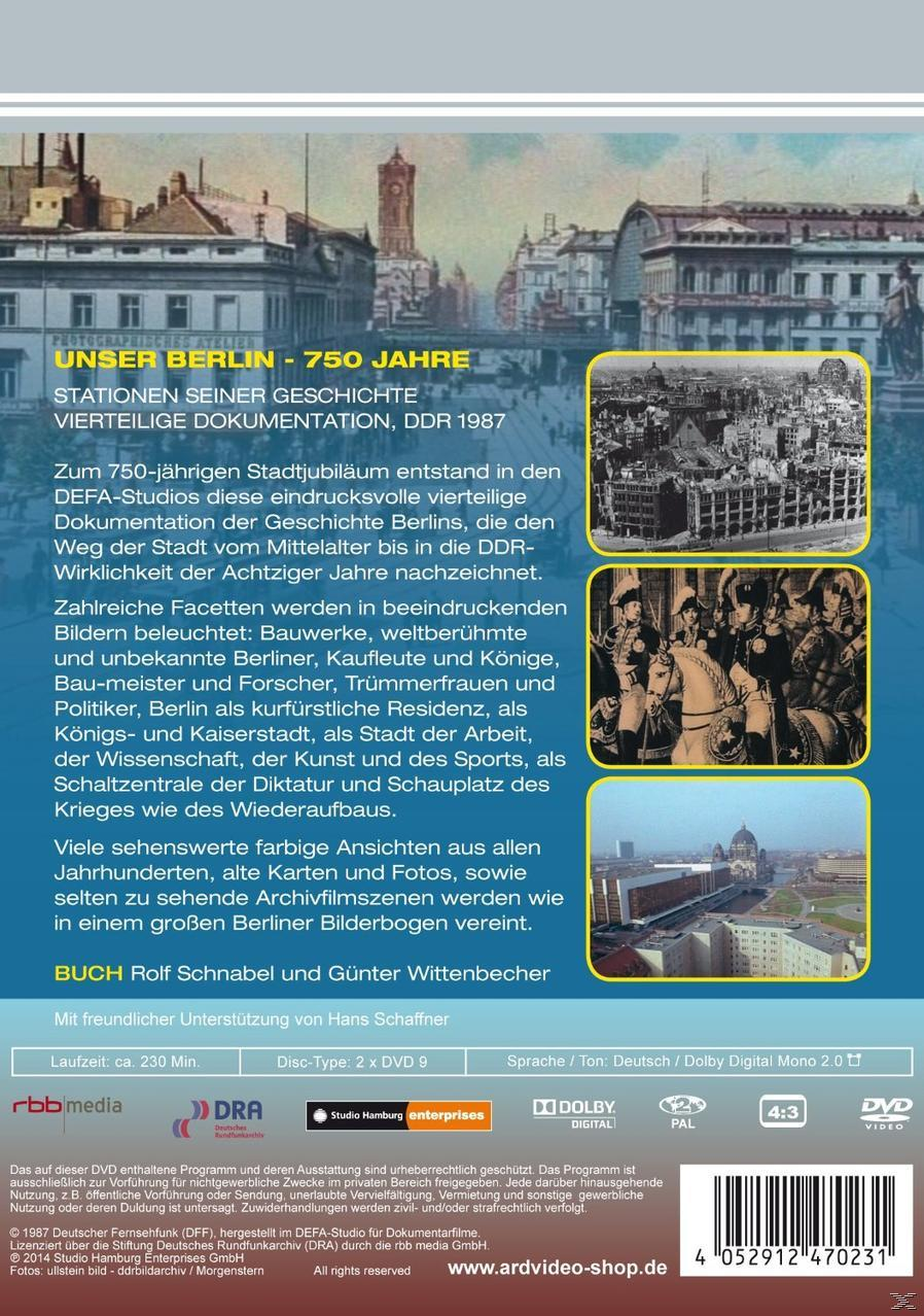 Rückseite einer DVD über Berlin mit Text, Fotos und Barcode.