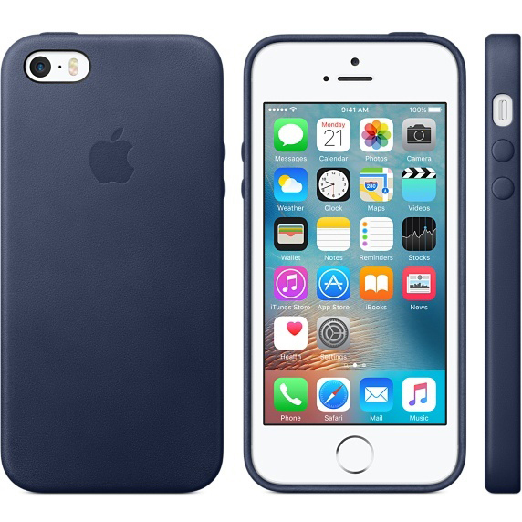 APPLE Leder Case, Backcover, (2016), Apple, SE iPhone Blau