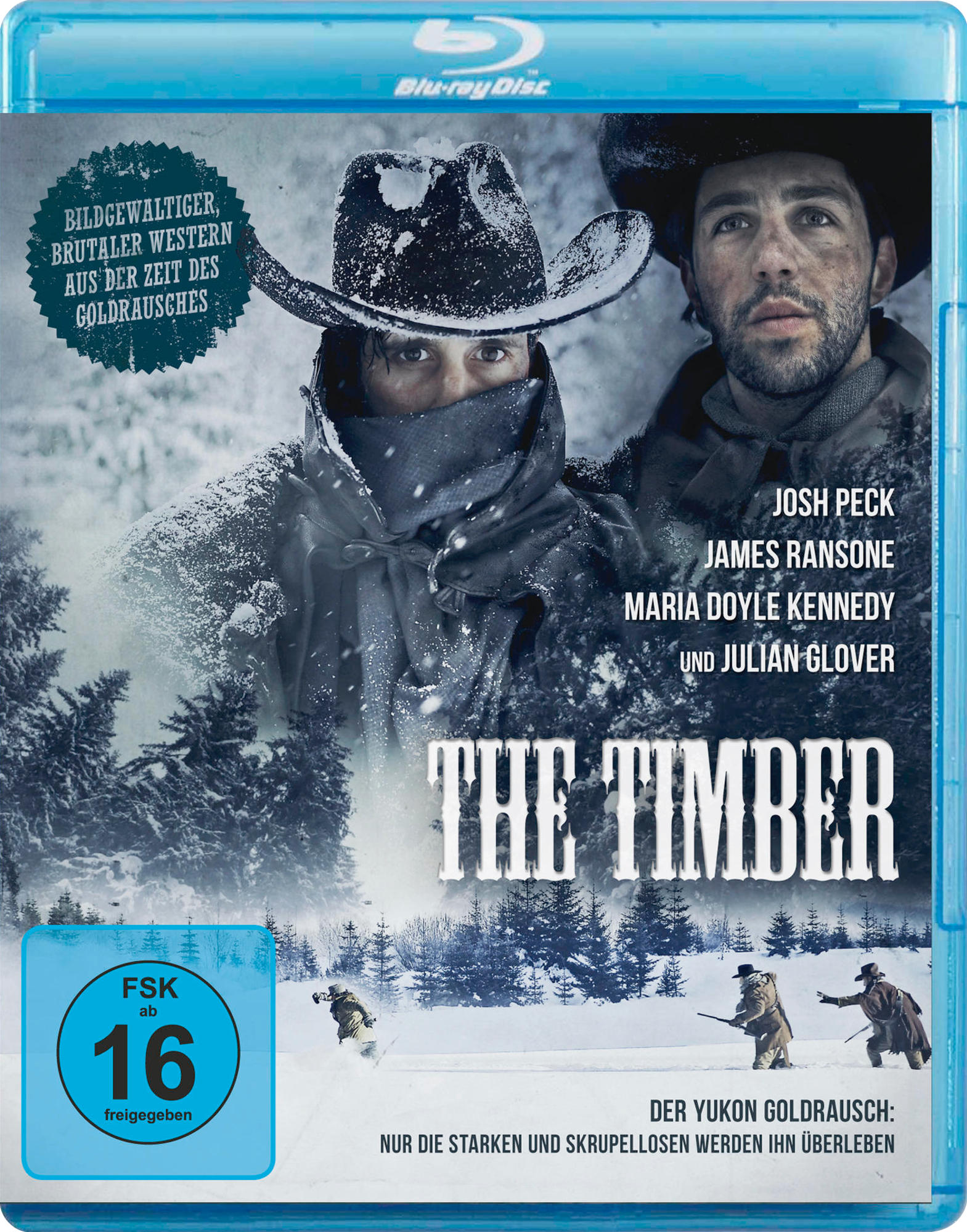Blu-ray-Hülle: Männer im Schnee, Schnee bedeckt. Text: The Timber. Deutscher Text.