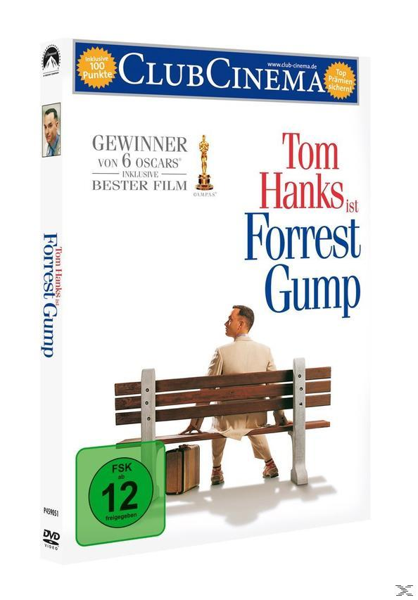 DVD-Cover. Tom Hanks im Anzug sitzt auf einer Bank. Der Titel lautet 'Forrest Gump'.