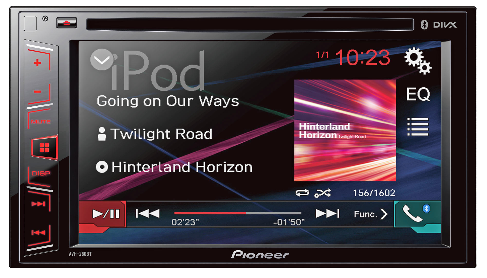 Autorradio - Pioneer AVH-280BT, Pantalla táctil 6.2", Bluetooth, CD/DVD, USB