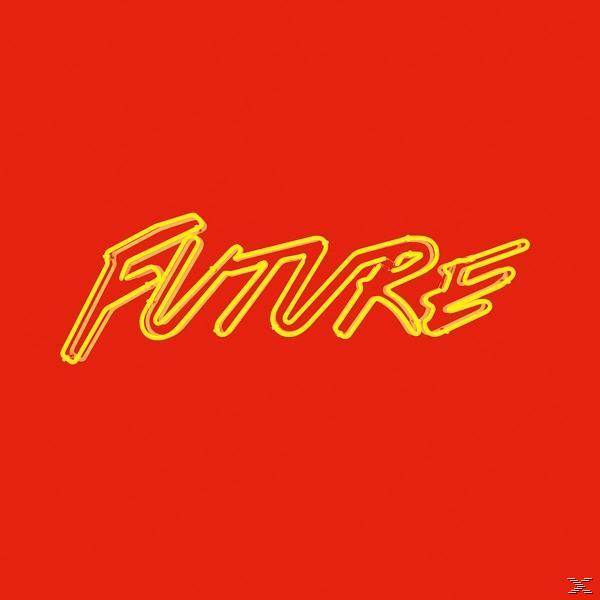 Roter Hintergrund mit dem Wort 'FUTURE' in gelbem Neonstil, mit leichtem Schatten.