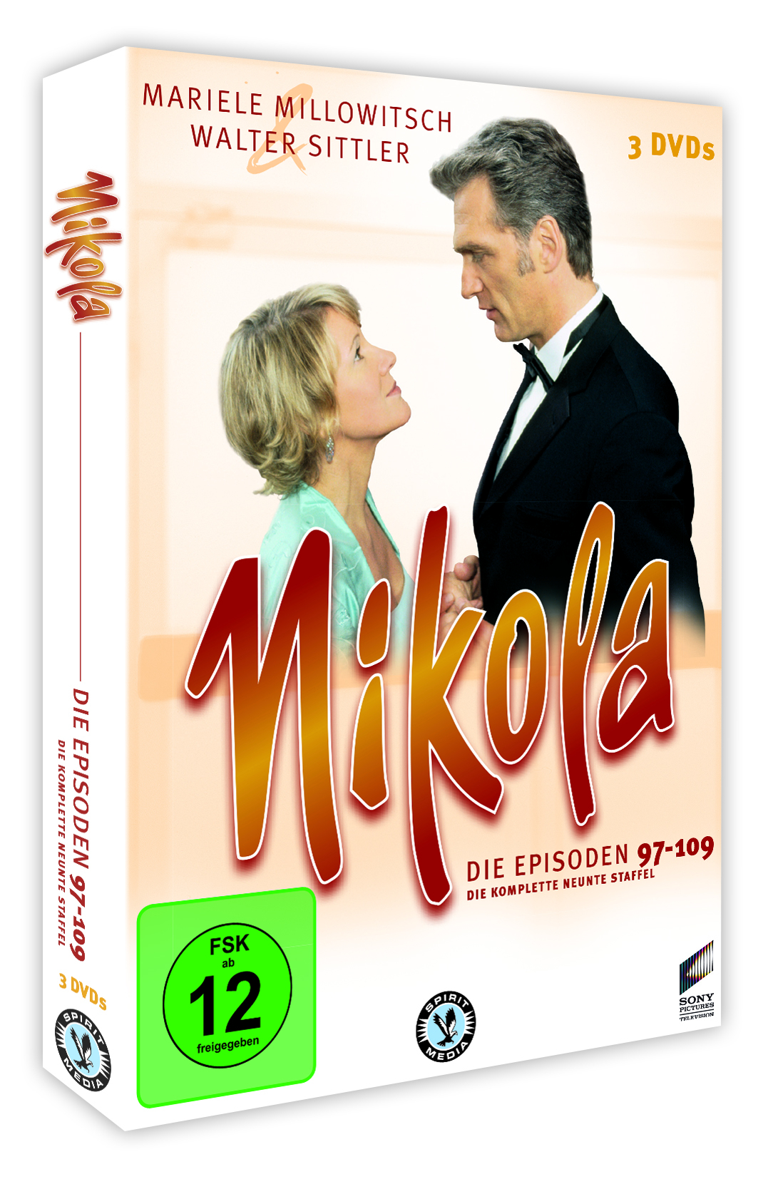 DVD-Box, mit einem Mann und einer Frau. Der Titel lautet 'Nikola'. Weißer Hintergrund.