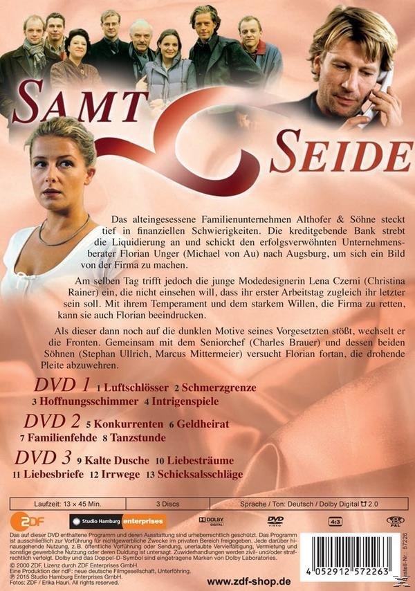 DVD-Cover. Titel: Samt und Seide. Zeigt eine Frau und einen Mann am Telefon.