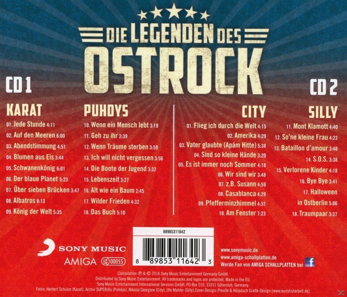 Albumcover für Die Legenden Des Ostrock. Enthält Titelliste und Bandnamen.