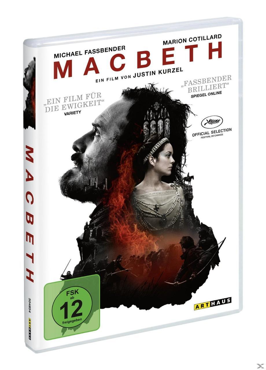 DVD-Cover von 'Macbeth' mit Michael Fassbender und Marion Cotillard. Dunkles und dramatisches Design.