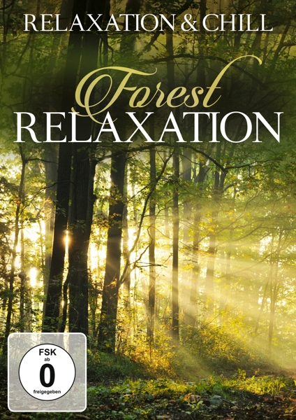 Waldszene mit Sonnenlicht, das durch Bäume scheint. Text: Entspannung & Chill, Forest Relaxation. Eine Bewertung von 0 ist sichtbar.