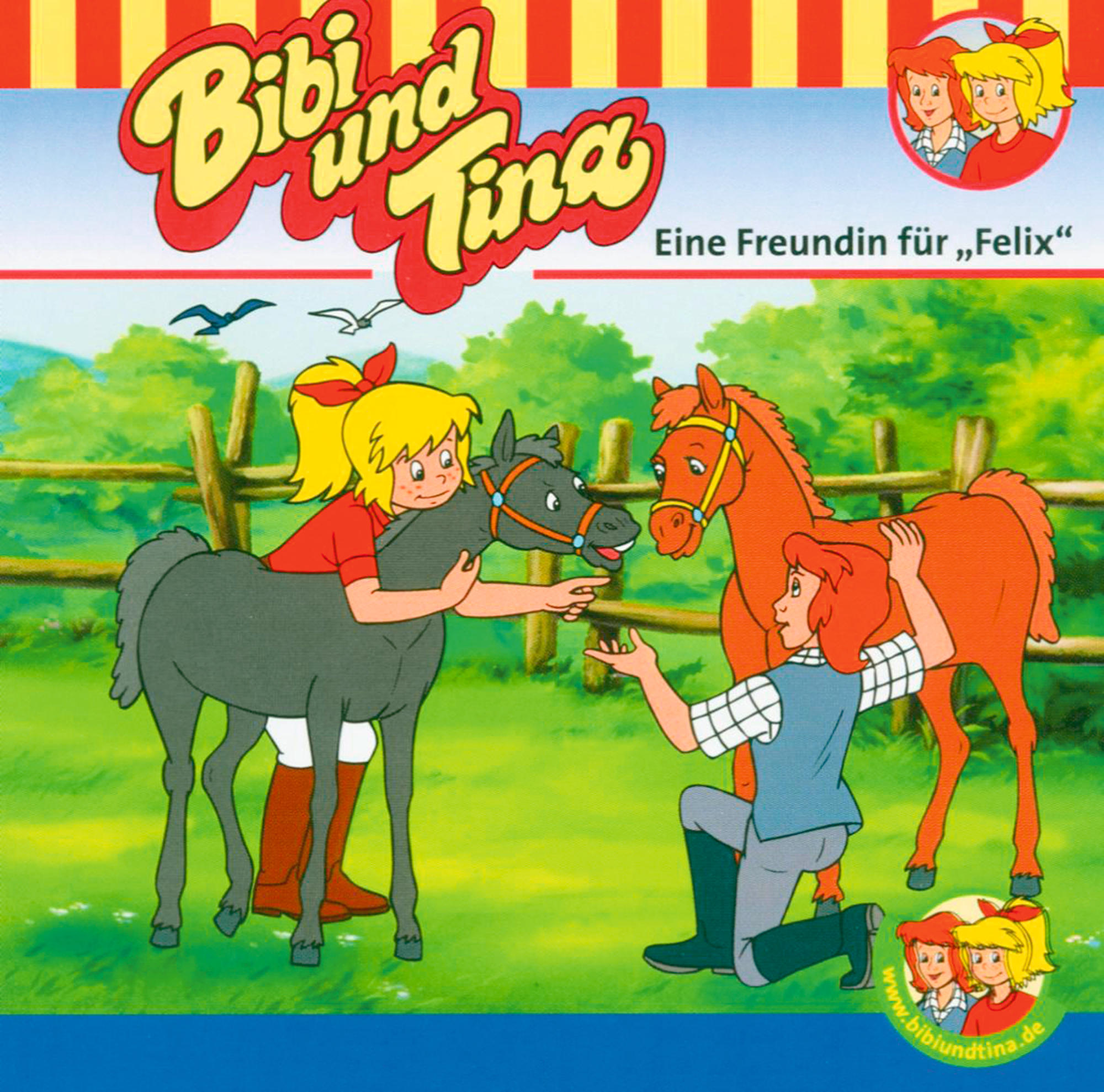 Cover eines Kinderbuchs. Es zeigt zwei Mädchen mit einem Pferd und einem Pony.