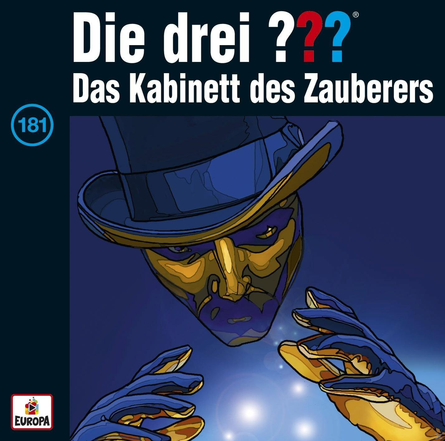 Illustration einer Figur mit Zylinder und Maske, mit Text in stilisiertem Design. Blauer Hintergrund.