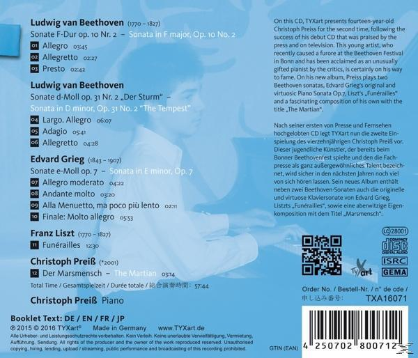 Christoph Preiß - Christoph Preiß, 14, Piano  - (CD)