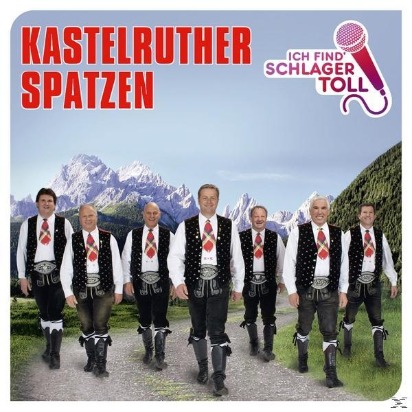 Albumcover für 'Kastelruther Spatzen'. Sieben Männer in Tracht vor Bergen.