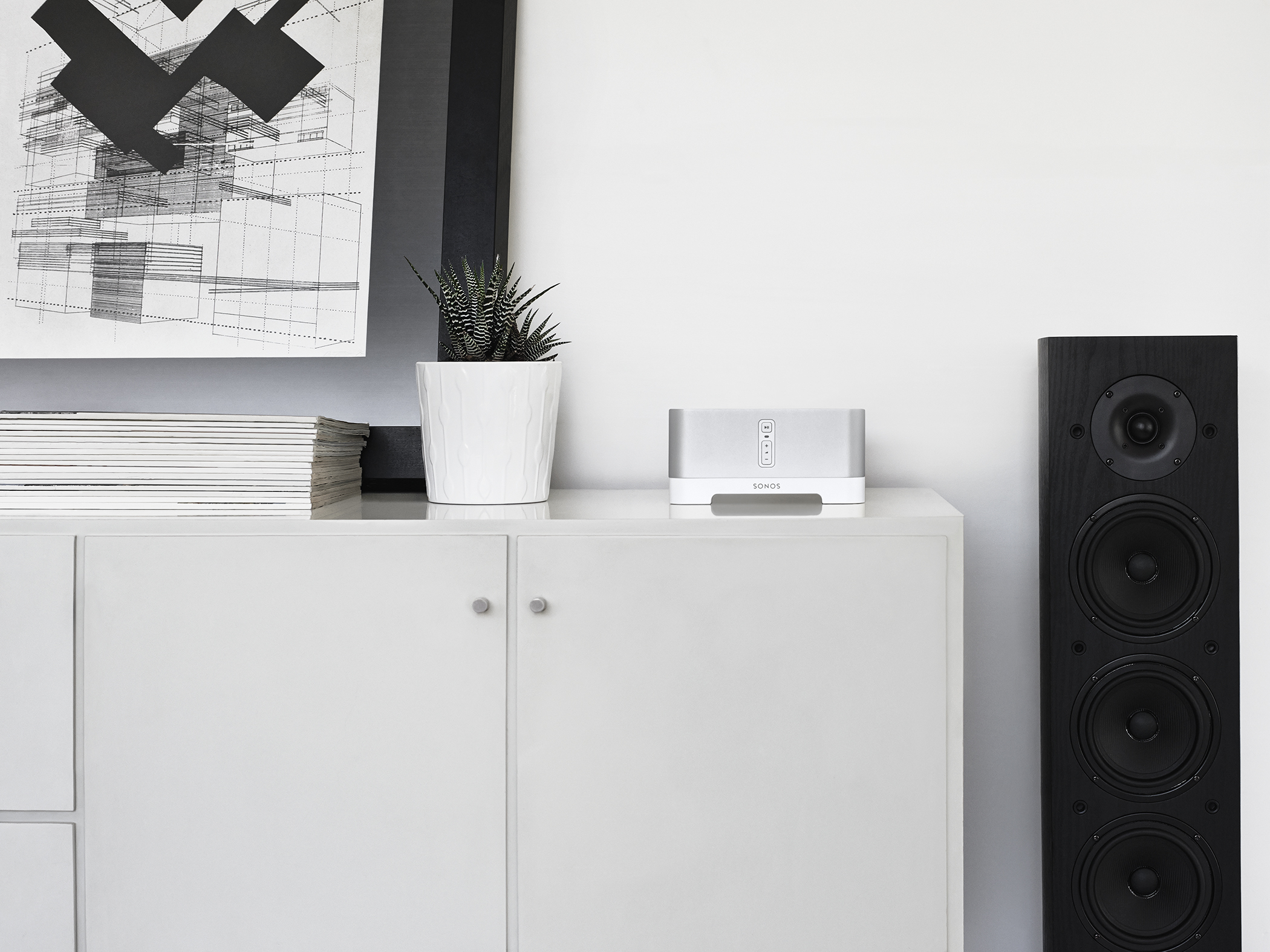 SONOS CONNECT:AMP Musikstreaming über WLAN für Passiv-Lautsprecher Streaming Lautsprecher App-steuerbar, Weiß