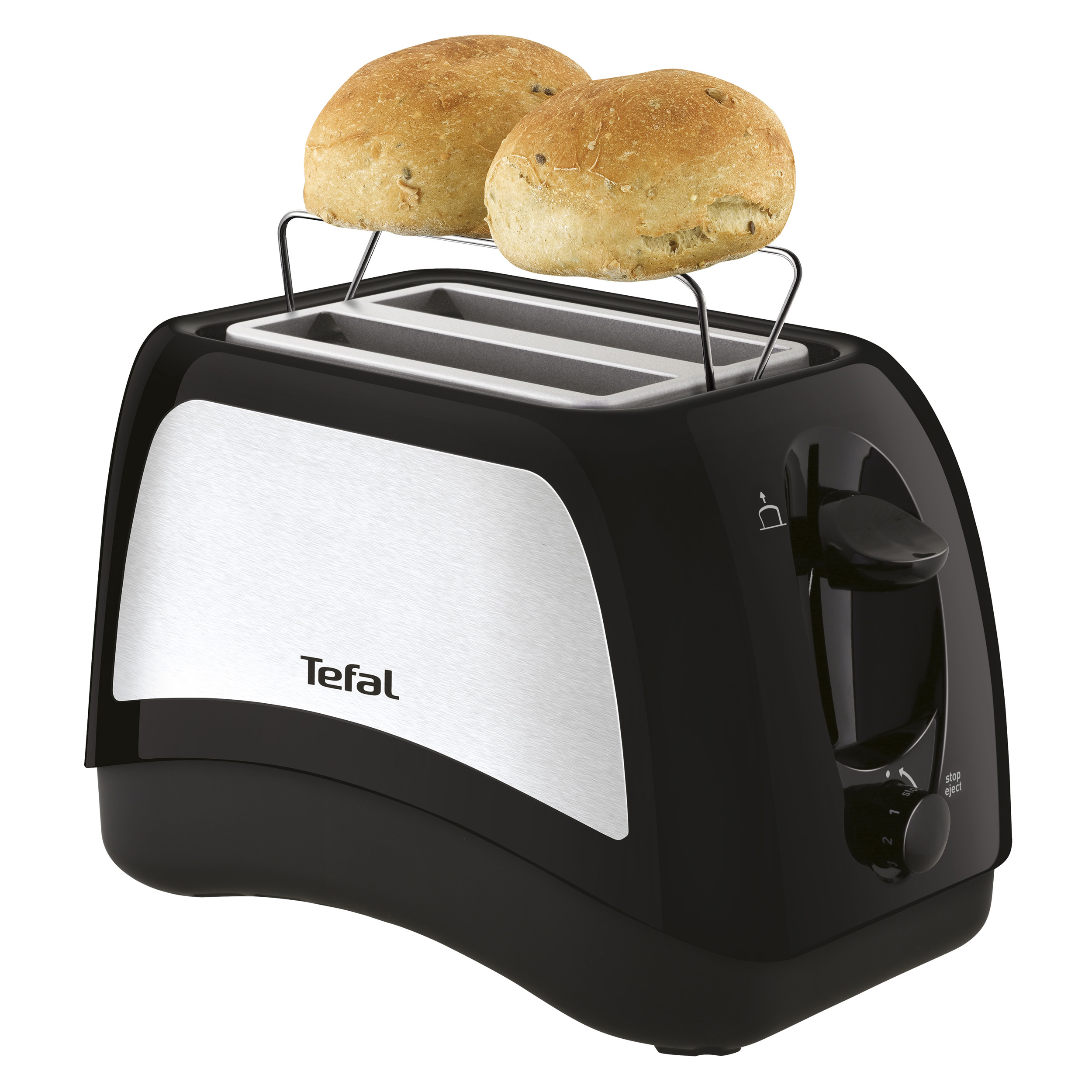TEFAL TT131D Delfini Plus Toaster Schwarz/Edelstahl (850 Watt, Schlitze: 2)