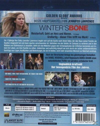 Film-Rückseite. Text: 'Winter's Bone'. Eine Frau mit langen Haaren. Mehrere Szenen aus dem Film.