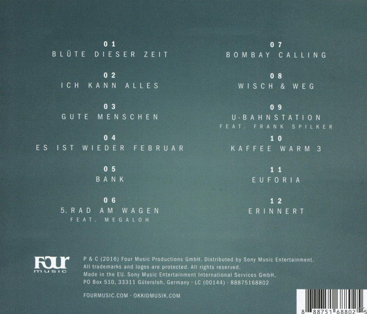 Album-Rückseite mit einer Titelliste. Der Hintergrund ist dunkel mit einem Logo.