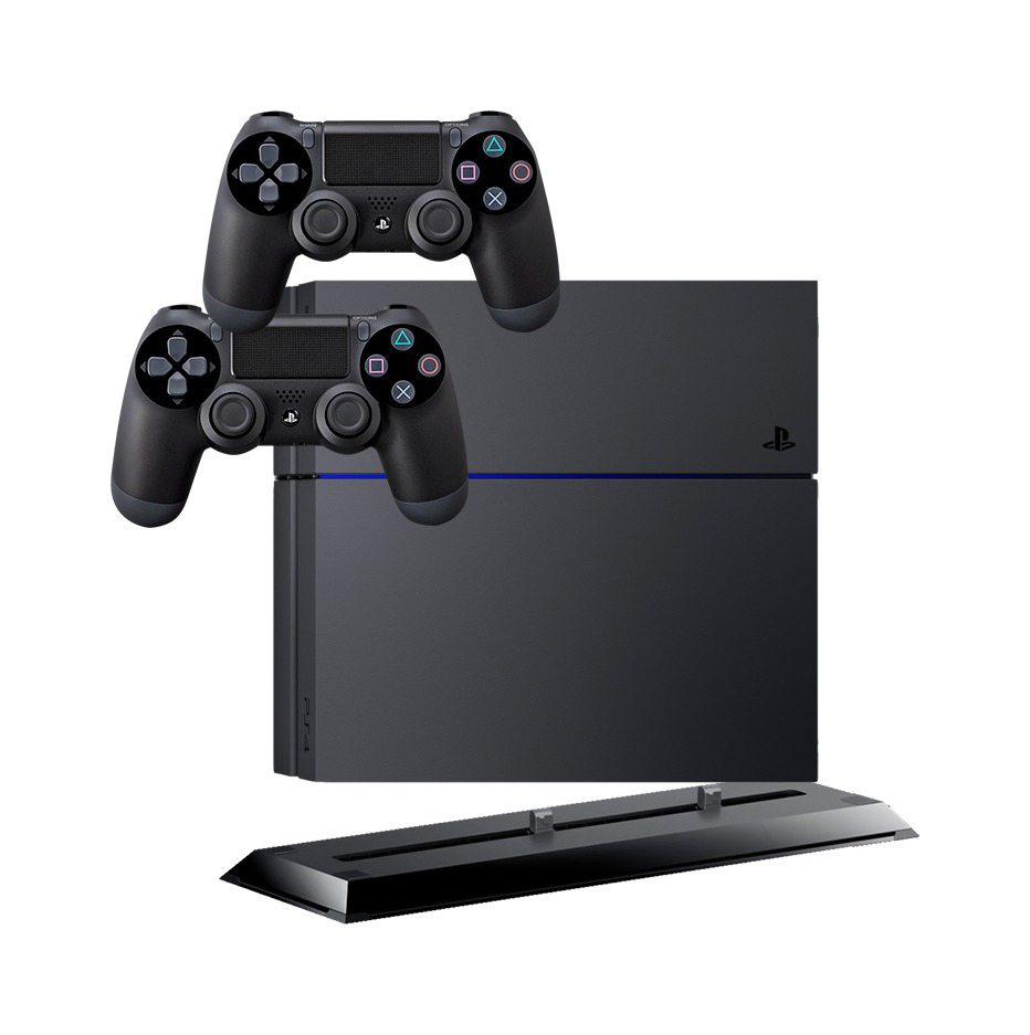 SONY PlayStation 4 Konsole CUH-1216B 1TB Schwarz + 2. Dualshock 4 Controller + Vertikaler Standfuß
