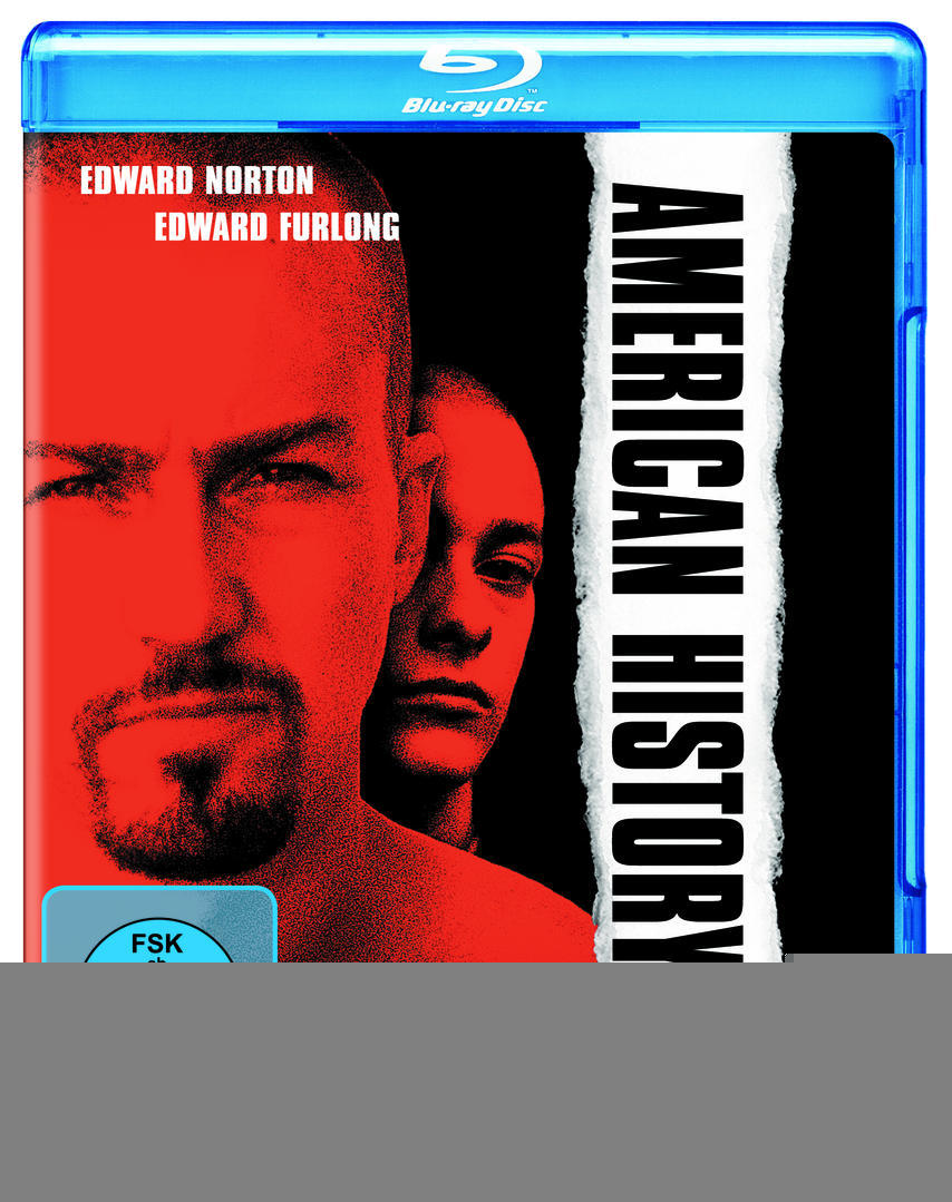 Blu-ray-Cover für den Film American History X. Gesichter von Edward Norton und Edward Furlong sind sichtbar.