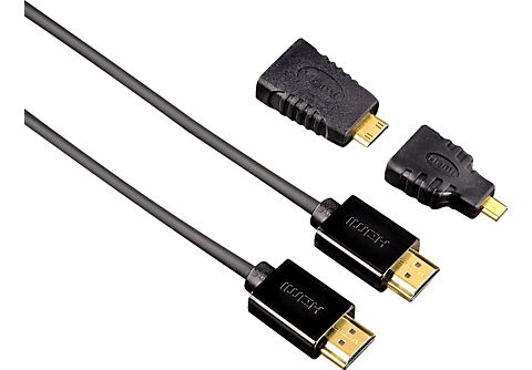 Cable HDMI - Hama 074242 Adaptadores MicroHDMI y MiniHDMI Negro 1,5 metros