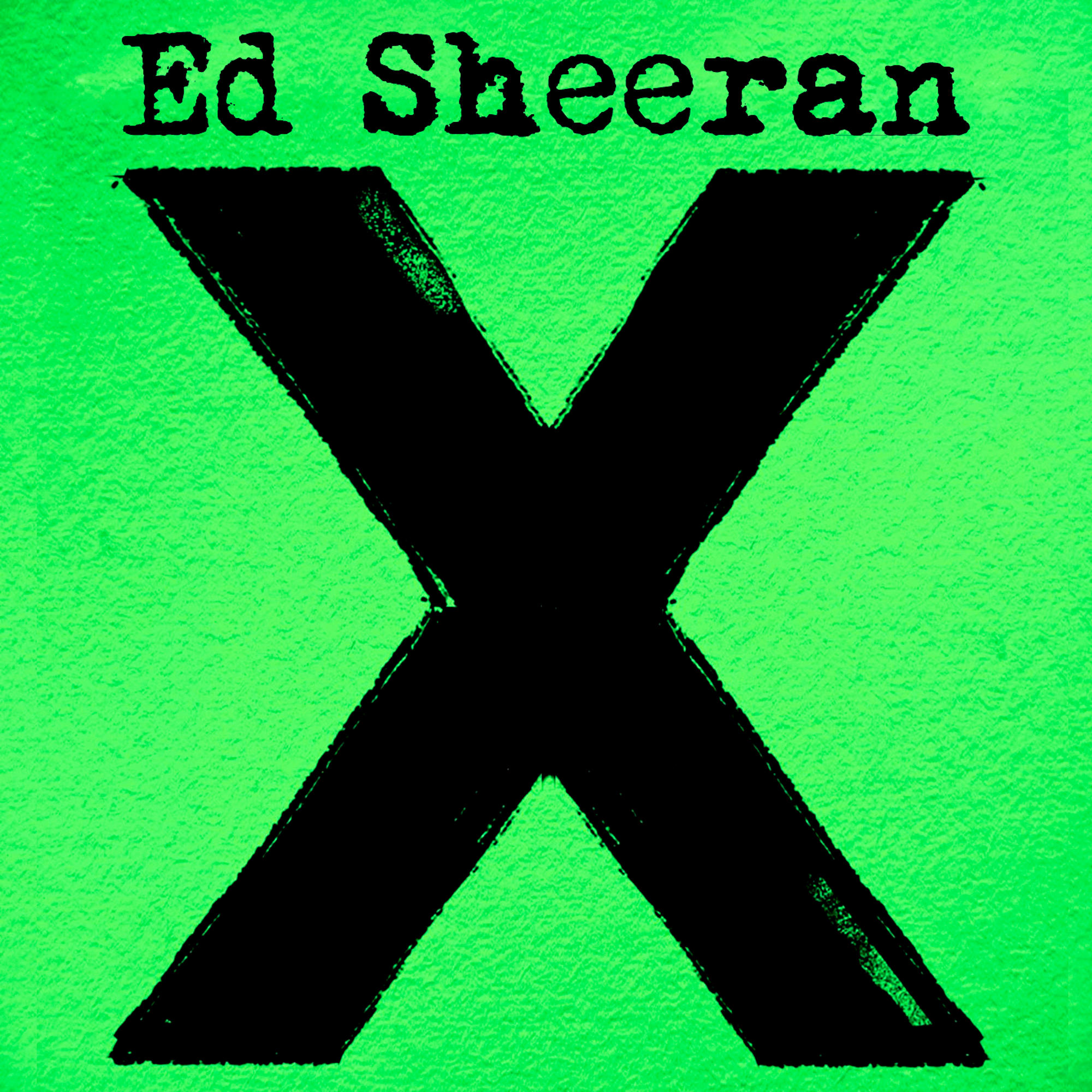 Ed Sheeran Albumcover mit einem großen schwarzen X auf Grün.